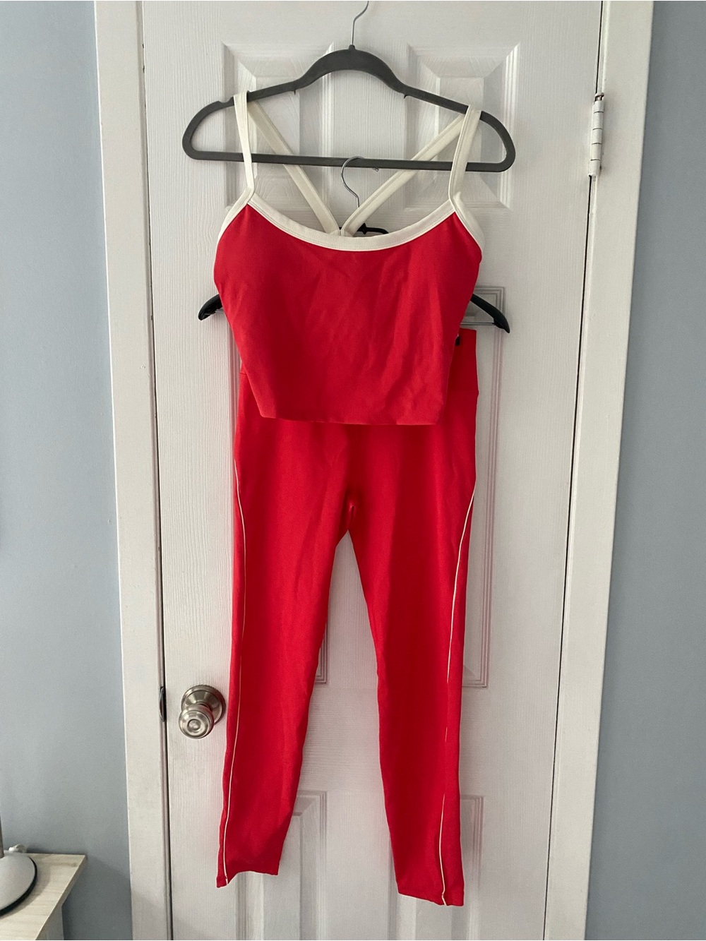Wilo the Label Red Strappy Crop Top & High-Rise Leggings Set - Women